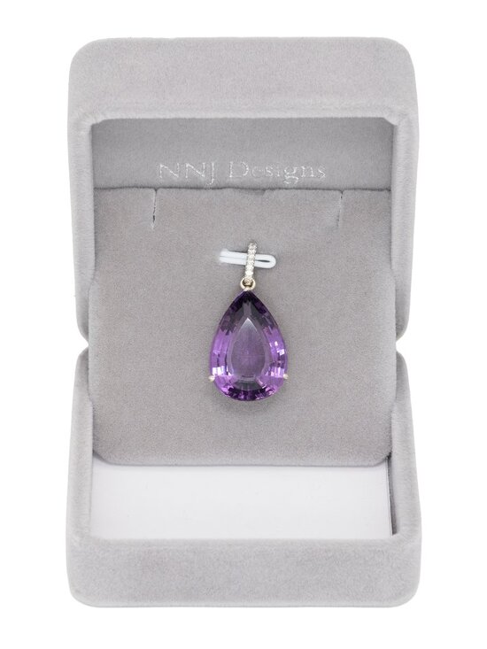 Flawless 8 Carat Diamond Engagement Ring - 191 For Sale on  8.13Ct Pear Shaped Zambian Amethyst & Diamond Accents Pendant in 14K White Gold